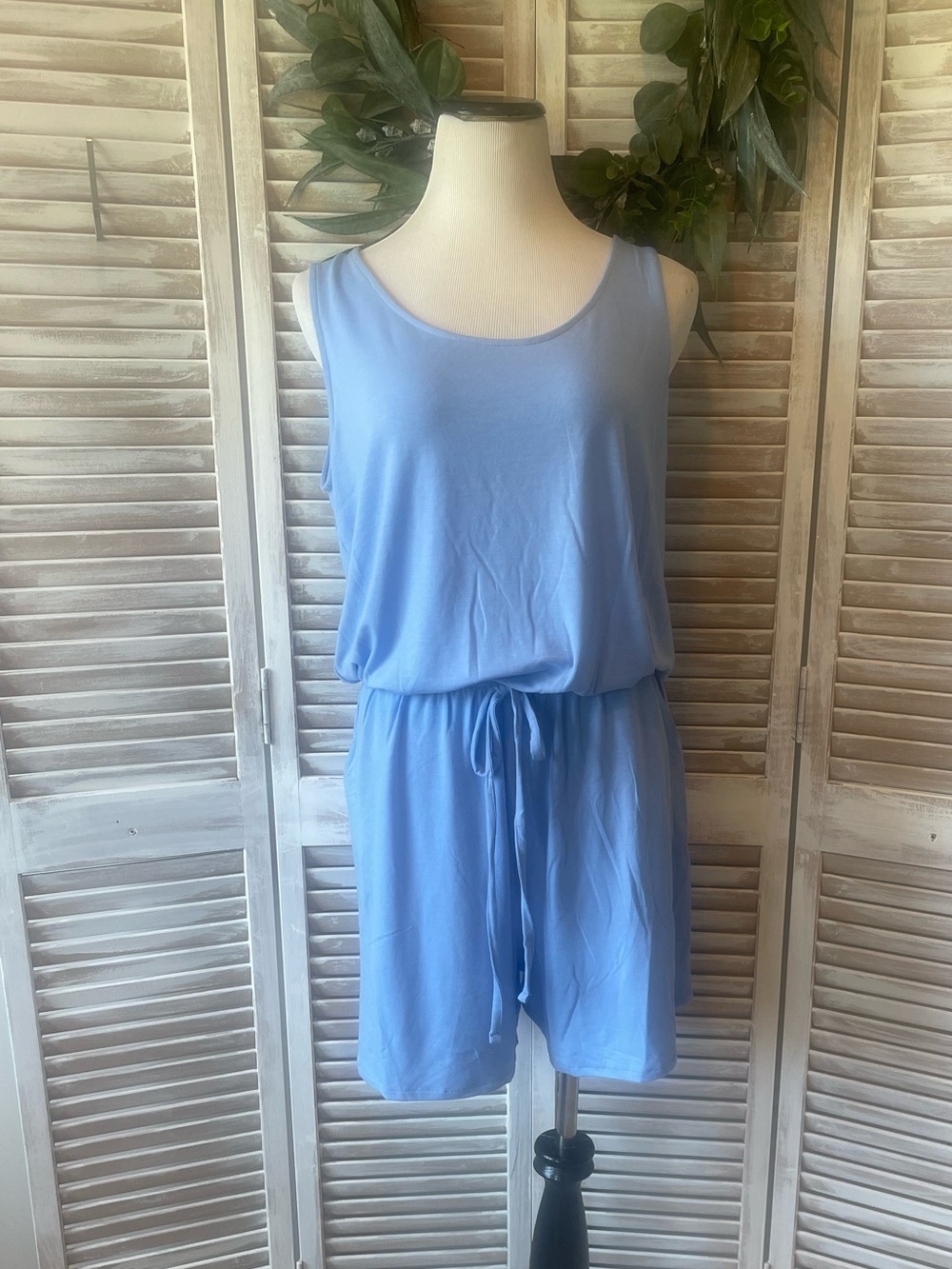 New, Boutique Item- Zenana Sleeveless Romper in Sky Blue